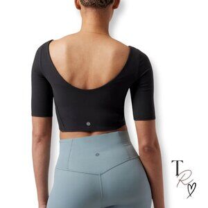 Athleta NWT Exhilarate Crop Top  Black Longline Workout Top in Black Size Small